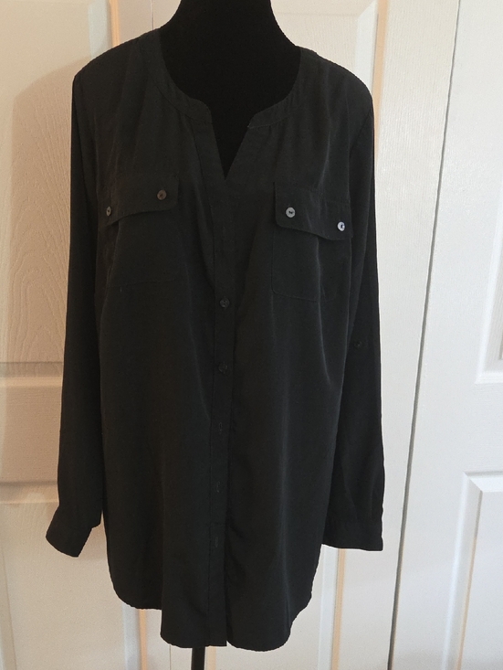Lane Bryant Tops - Lane Bryant Black Button Down Blouse